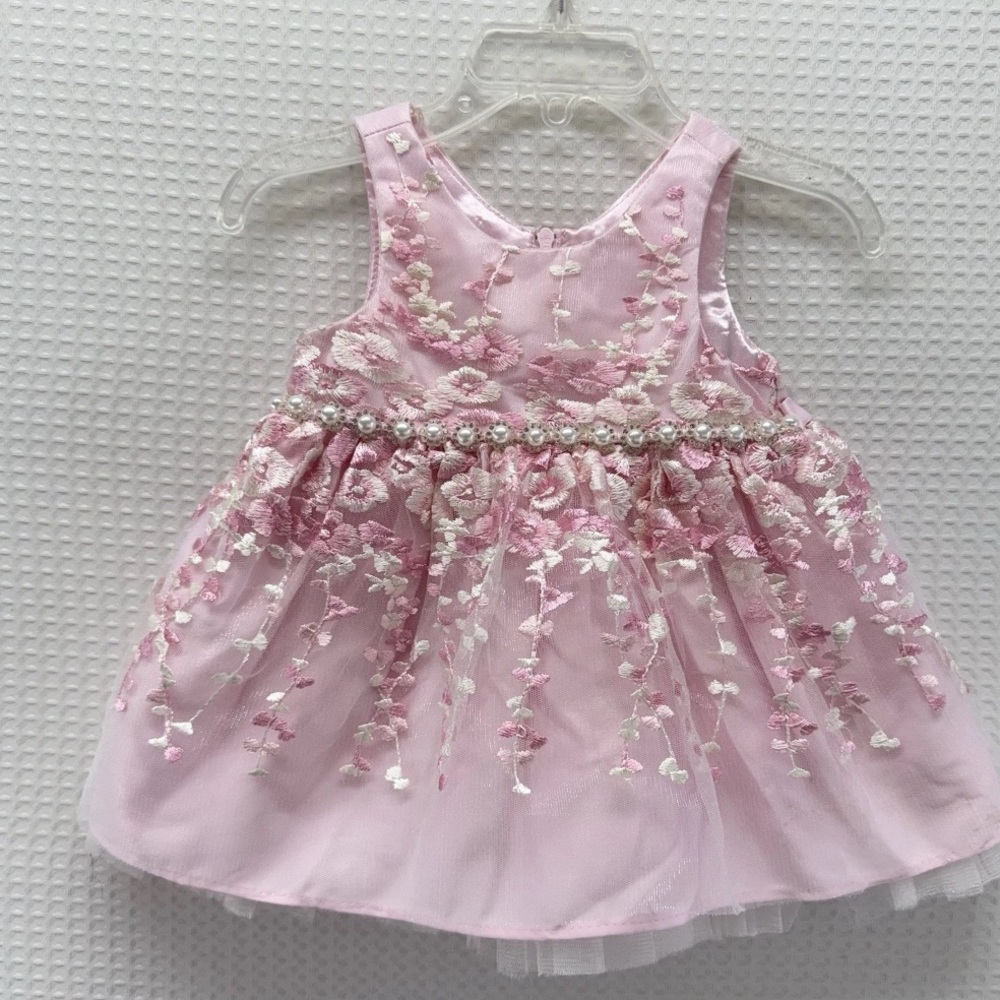 American Princess Pink Floral Embellished Baby Dress